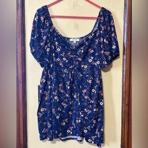 3X - Floral Peasant Blouse